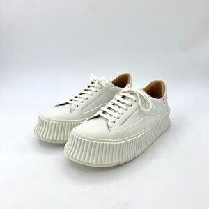 Jil Sander White Thick Sole Lace-Up Casual Shoes Made In Spain Size 39 Leather U